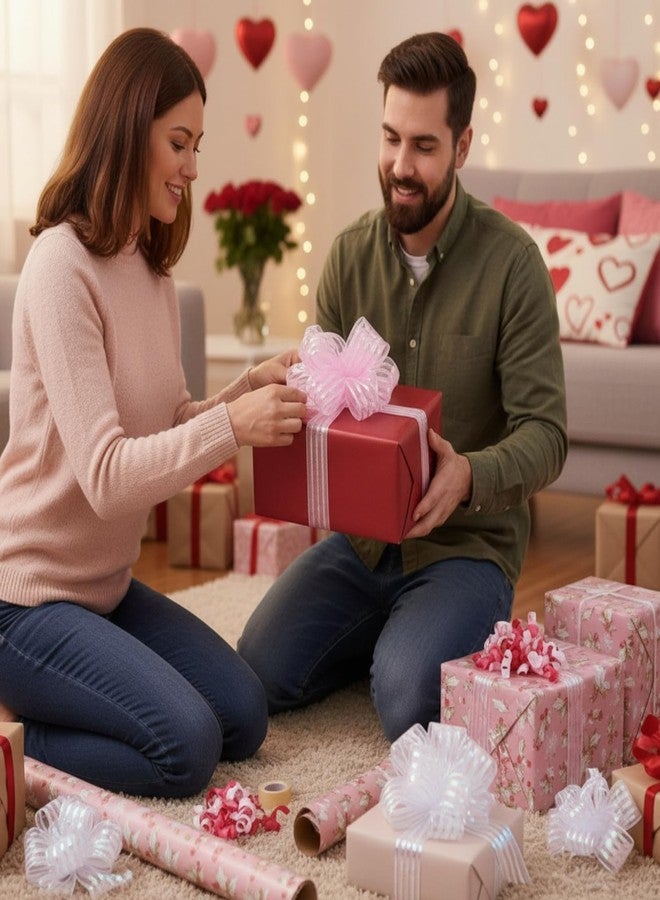 لويم مجموعة لويم من 10 قطع من فيونكات عيد الحب لتغليف الهدايا وتزيين شجرة عيد الحب، تشكيلة فيونكات هدايا حلزونية ذاتية اللصق، شريط أورجانزا كبير لتزيين أعياد الميلاد وحفلات الزفاف وحفلات توديع العزوبية وحقائب الهدايا والسلال - Image 5